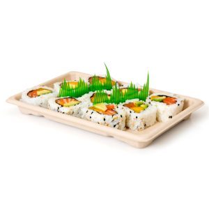 Bandeja Sushi Bagazo Compostable 185x128xH24mm