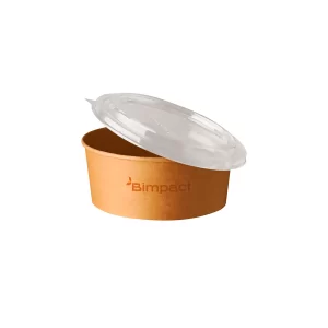 Tapa Bowl para Ensaladas Kraft Compostable C/Lamina PLA 24oz  150mm