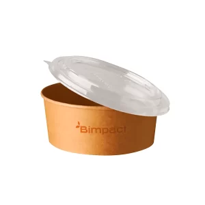 Tapa Bowl para Ensaladas Kraft Compostable C/Lamina PLA 32/43oz 185mm