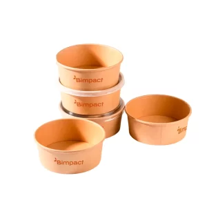 Bowl para Ensaladas Kraft Compostable C/Lamina PLA 32oz 150x130xH78mm
